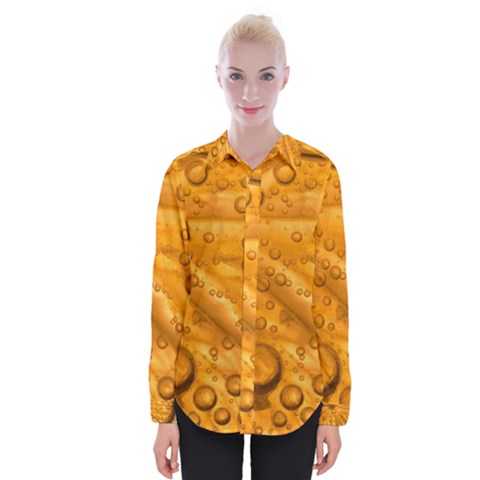 Lime Water Bubbles Macro Light Detail Background Womens Long Sleeve Shirt by Mog4mog4