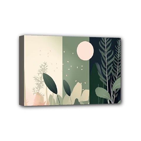 Spring Floral Plants Foliage Minimal Minimalist Mini Canvas 6  X 4  (stretched) by Mog4mog4