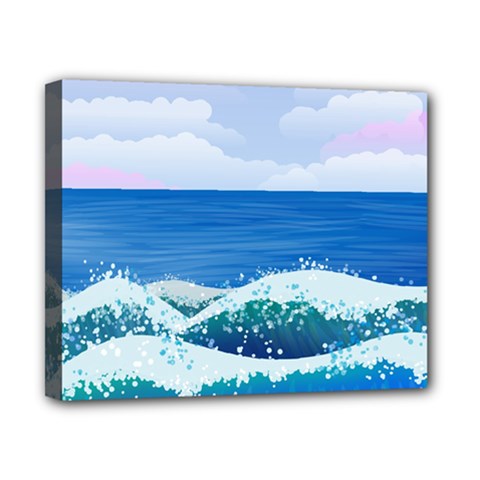 Illustration Landscape Sea Ocean Waves Beach Blue Canvas 10  X 8  (stretched) by Mog4mog4