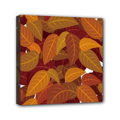 Watercolor Leaves Leaf Orange Mini Canvas 6  X 6  (stretched) by Bakwanart