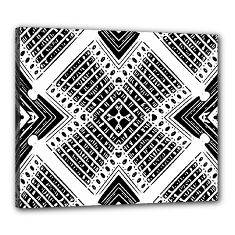 Black And White Modern Texture Seamless Print Fabric Pattern Canvas 24  X 20  (stretched) by Bakwanart
