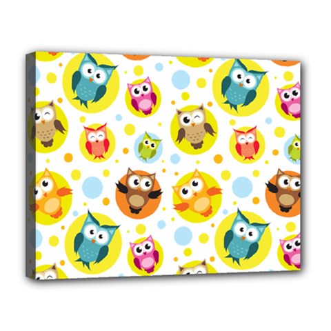 Owl Bird Cartoon Canvas 14  X 11  (stretched) by Bakwanart