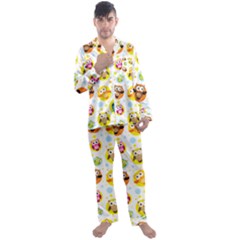 Owl Bird Cartoon Men s Long Sleeve Satin Pajamas Set by Bakwanart