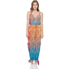 Multicolored Geometric Origami Idea Pattern Sleeveless Tie Ankle Chiffon Jumpsuit by Bakwanart