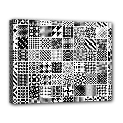 Black And White Geometric Patterns Canvas 14  X 11  (stretched) by Bakwanart