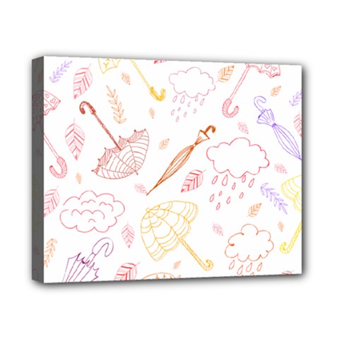 Weather Umbrella Rain Cloud Seamless Doodle Pattern Canvas 10  X 8  (stretched) by Bakwanart