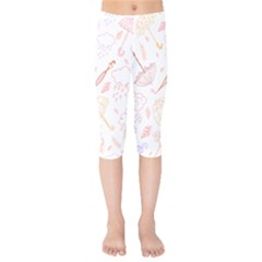 Weather Umbrella Rain Cloud Seamless Doodle Pattern Kids  Capri Leggings  by Bakwanart
