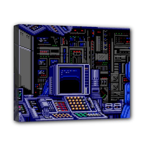 Blue Computer Monitor With Chair Game Digital Wallpaper, Digital Art Canvas 10  X 8  (stretched) by Bakwanart