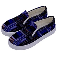 Blue Computer Monitor With Chair Game Digital Wallpaper, Digital Art Kids  Canvas Slip Ons by Bakwanart