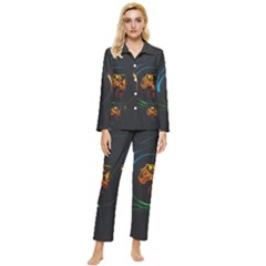 Orange Tiger Illustration Artwork Digital Art Womens  Long Sleeve Velvet Pocket Pajamas Set by Bakwanart