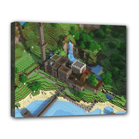 Green Village Miniature Technology Canvas 14  X 11  (stretched) by Bakwanart