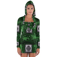 Technology Computer Chip Electronics Industry Circuit Board Long Sleeve Hooded T-shirt by Bakwanart