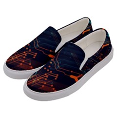 Abstract Colorful Circuit Men s Canvas Slip Ons by Bakwanart