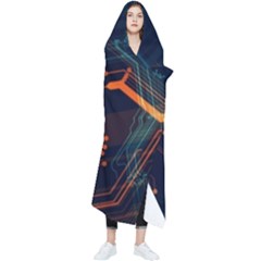 Abstract Colorful Circuit Wearable Blanket by Bakwanart