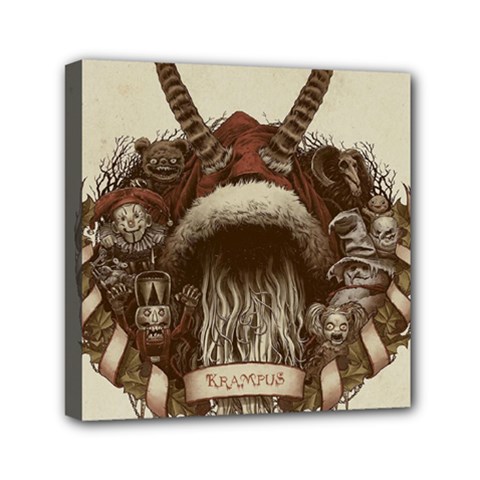 Christmas Dark Demon Evil Horror Krampus Mini Canvas 6  X 6  (stretched) by Bakwanart