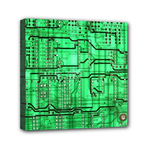 Green Circuit Board Computer Mini Canvas 6  X 6  (stretched) by Bakwanart