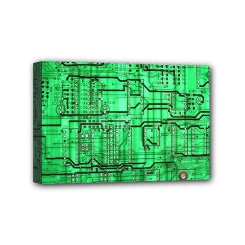 Green Circuit Board Computer Mini Canvas 6  X 4  (stretched) by Bakwanart