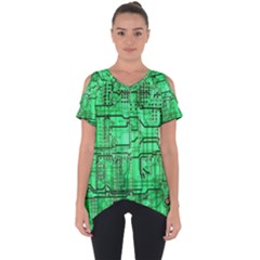 Green Circuit Board Computer Cut Out Side Drop Tee by Bakwanart