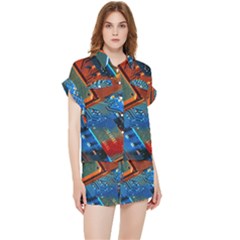 Gray Circuit Board Electronics Electronic Components Microprocessor Chiffon Lounge Set by Bakwanart