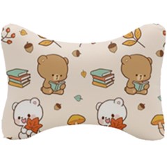Bear Cartoon Background Pattern Seamless Animal Seat Head Rest Cushion by 99art