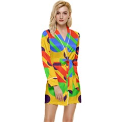 Background Graphic Beautiful Wallpaper Long Sleeve Satin Robe by 99art