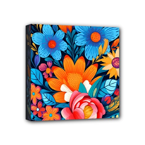 Flowers Bloom Spring Colorful Artwork Decoration Mini Canvas 4  X 4  (stretched) by 99art
