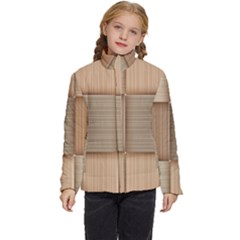 Wooden Wickerwork Texture Square Pattern Kids  Puffer Bubble Jacket Coat by 99art