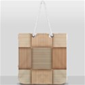 Wooden Wickerwork Texture Square Pattern Full Print Rope Handle Tote (Large) View1