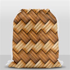 Wooden Weaving Texture Drawstring Bag (small) by 99art