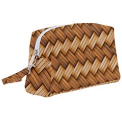 Wooden Weaving Texture Wristlet Pouch Bag (large) by 99art