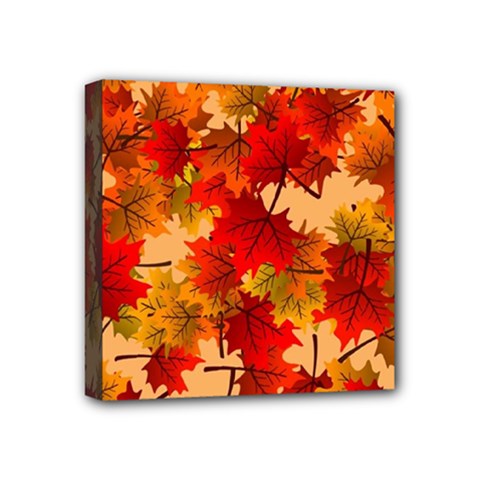 Wallpaper Background Autumn Fall Mini Canvas 4  X 4  (stretched) by Vaneshart