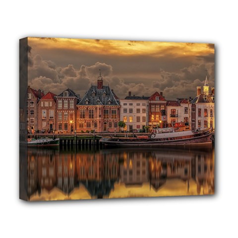 Old Port Of Maasslui Netherlands Deluxe Canvas 20  X 16  (stretched) by 99art
