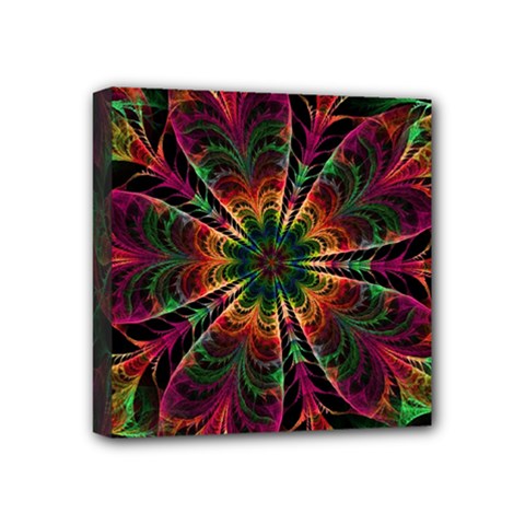 Multicolored Flower Mandala Wallpaper Kaleidoscope Pattern Mini Canvas 4  X 4  (stretched) by 99art