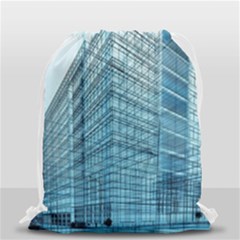 Architecture Blue Drawing Engineering City Modern Building Exterior Drawstring Bag (small) by 99art