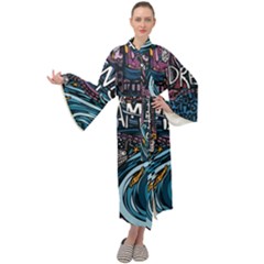 Graffiti Art Psychedelic Art Graphic Design Modern Art Maxi Velvet Kimono by 99art