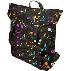 Assorted Color Musical Notes Wallpaper Fabric Buckle Up Backpack by 99art
