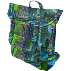 Anime Landscape Apocalyptic Ruins Water City Cityscape Buckle Up Backpack by 99art