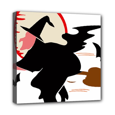 Bat Broom Broomstick Mini Canvas 8  X 8  (stretched) by 99art