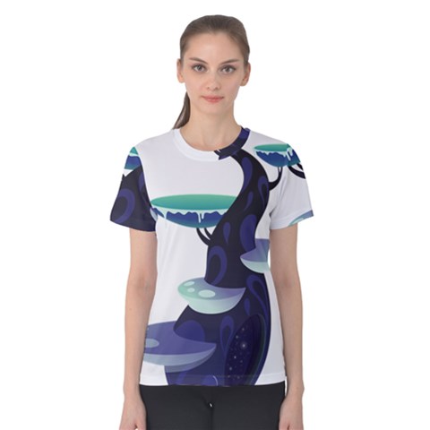 Tree-mushrooms-art-trunk-artwork Women s Cotton Tee by 99art