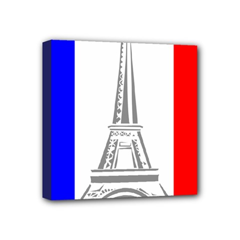 Eiffel-tower-france-flag-tower- Mini Canvas 4  X 4  (stretched) by 99art