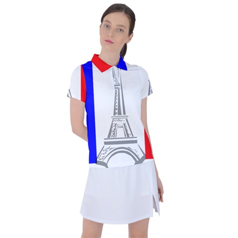 Eiffel-tower-france-flag-tower- Women s Polo Tee by 99art