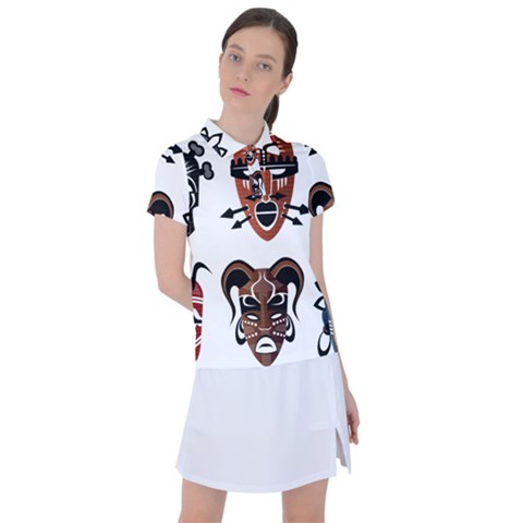 Tribal-masks-african-culture-set Women s Polo Tee by 99art