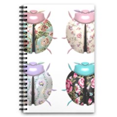 Ladybug-flower-pattern-shabby-chic 5 5  X 8 5  Notebook by 99art