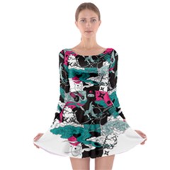 Japan Ninja-japanese-samurai-color- Long Sleeve Skater Dress by 99art