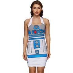 Technology-clip-art-r2d2 Sleeveless Wide Square Neckline Ruched Bodycon Dress by 99art