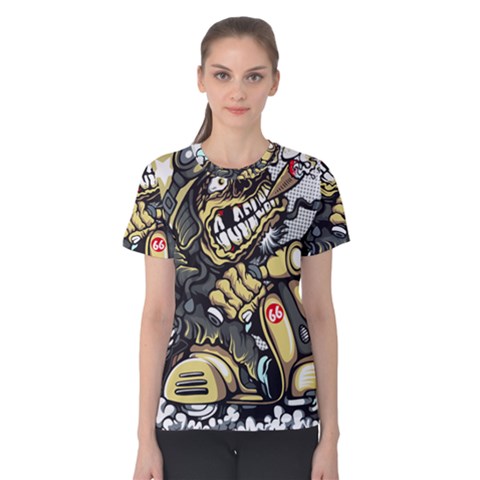 Scooter-motorcycle-boot-cartoon-vector Women s Cotton Tee by 99art