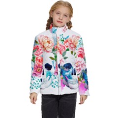 Day Of The Dead Skull Art Kids  Puffer Bubble Jacket Coat by 99art