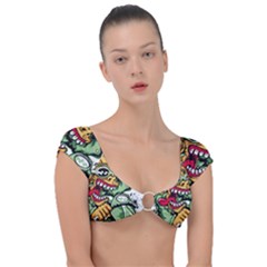 Scooter-motorcycle-graffiti Cap Sleeve Ring Bikini Top by 99art