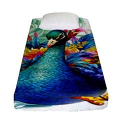 Bird-peafowl-painting-drawing-feather-birds Fitted Sheet (single Size) by 99art