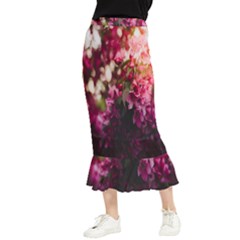 Pink Flower Maxi Fishtail Chiffon Skirt by artworkshop